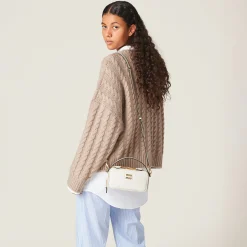 Chalk White Leather Shoulder Bag | Miu Miu