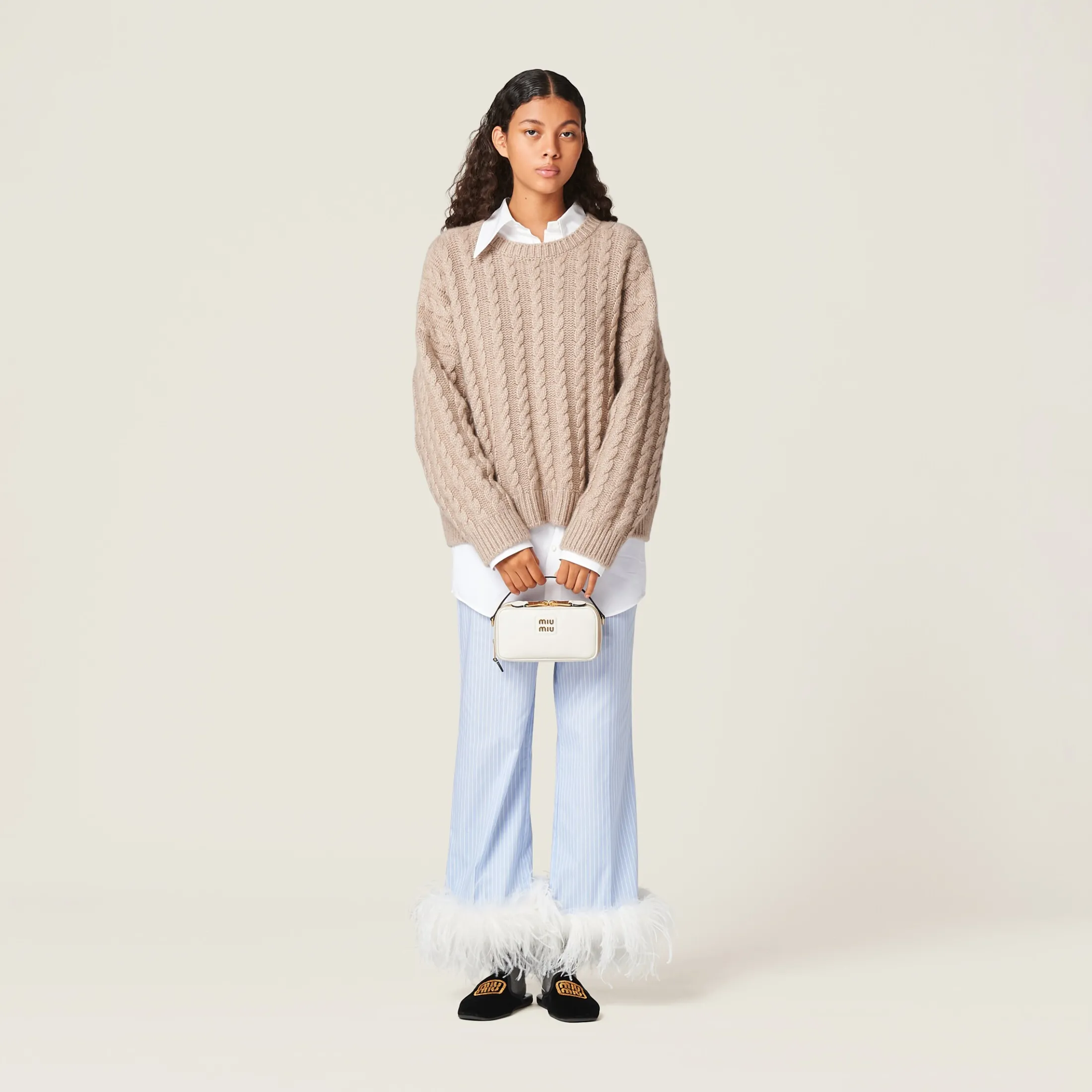 Chalk White Leather Shoulder Bag | Miu Miu