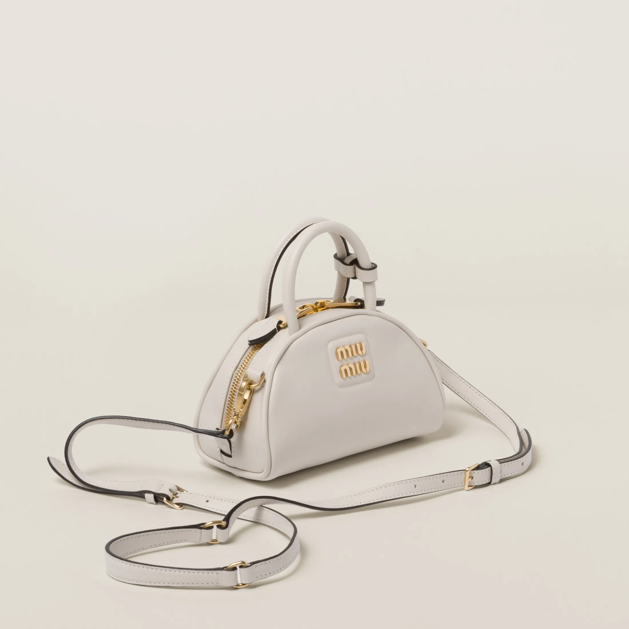 Chalk White Leather Top-handle Bag | Miu Miu