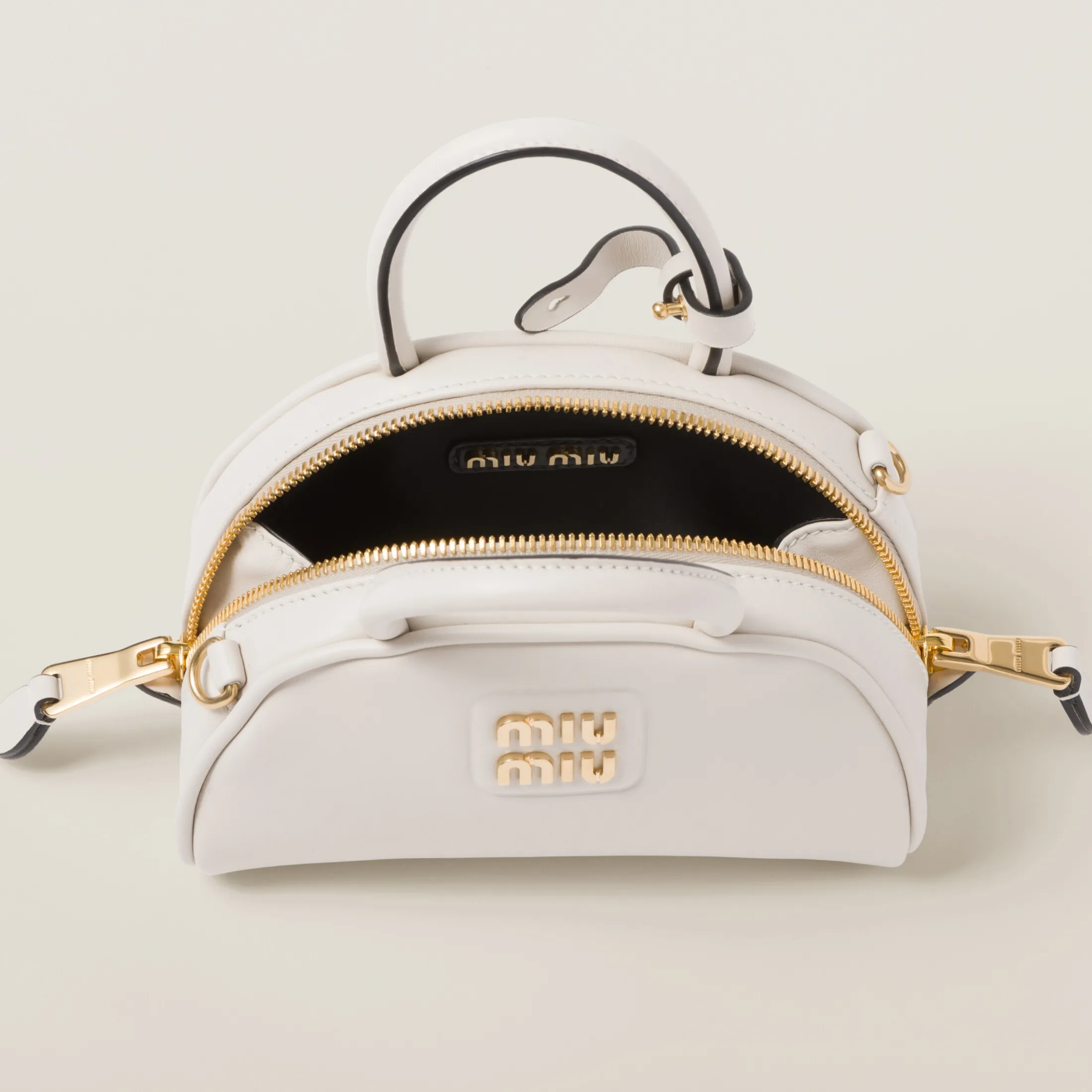 Chalk White Leather Top-handle Bag | Miu Miu