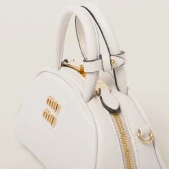 Chalk White Leather Top-handle Bag | Miu Miu