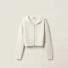 Chalk White Wool And Cashmere Knit Cardigan | Miu Miu