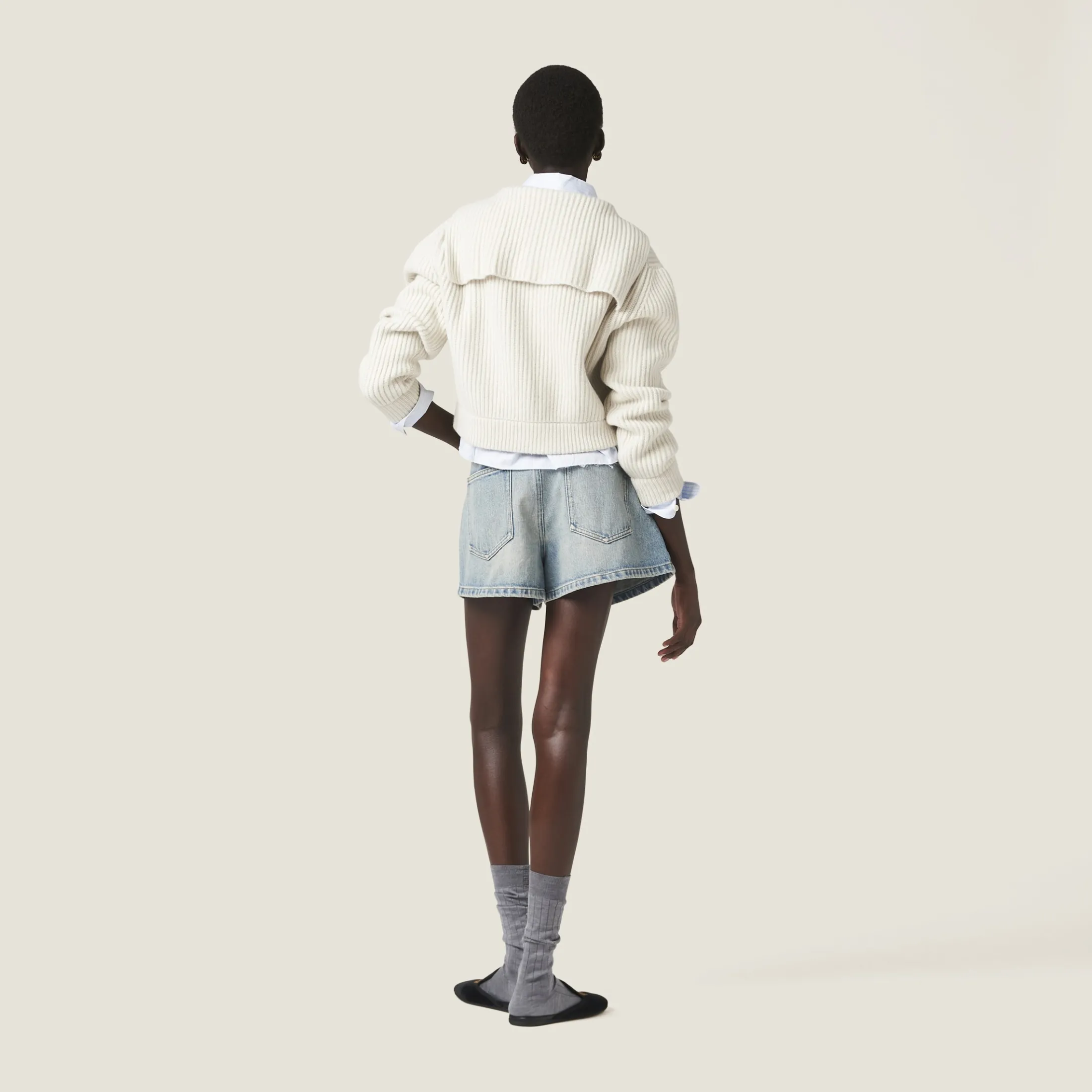 Chalk White Wool And Cashmere Knit Cardigan | Miu Miu