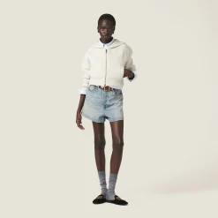 Chalk White Wool And Cashmere Knit Cardigan | Miu Miu
