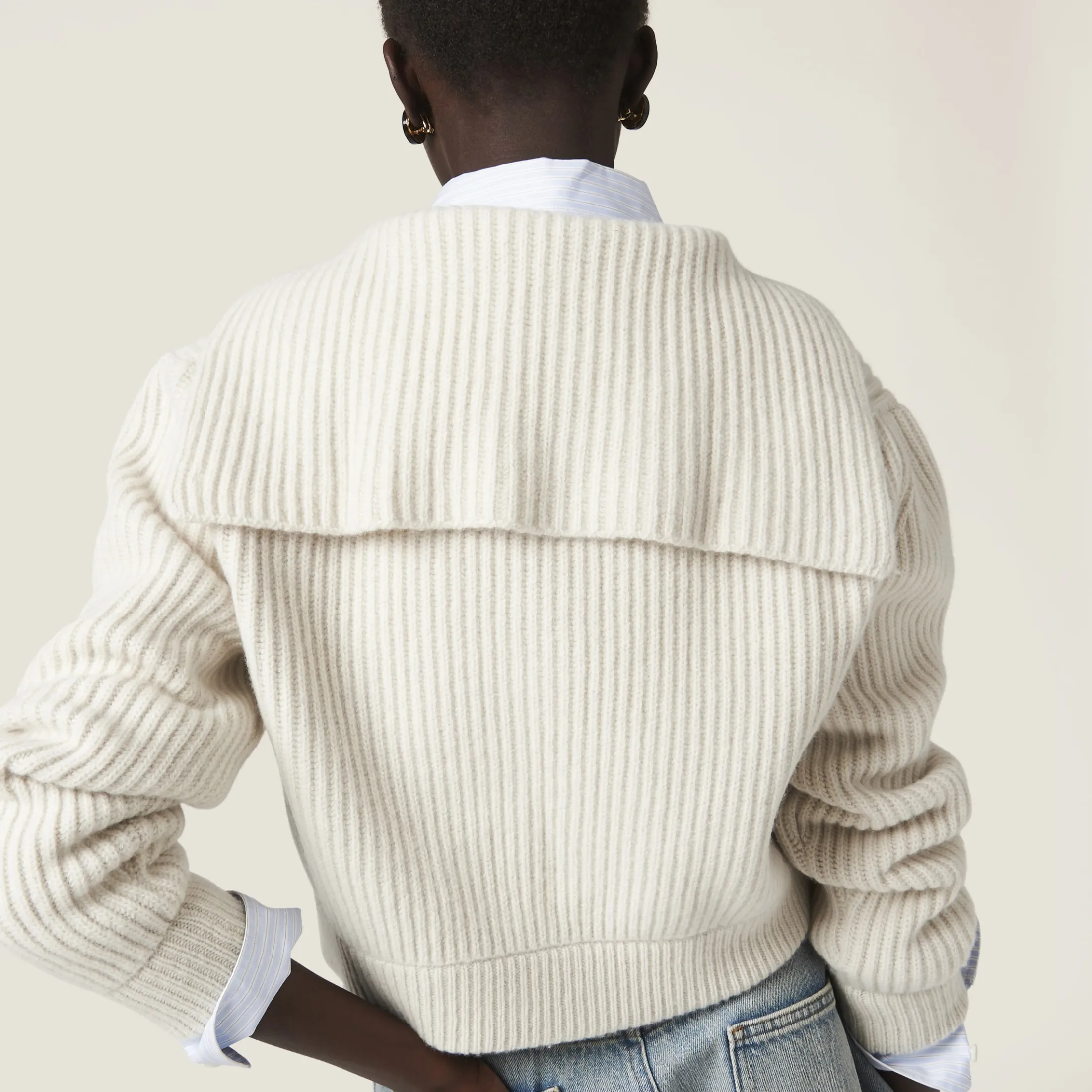 Chalk White Wool And Cashmere Knit Cardigan | Miu Miu