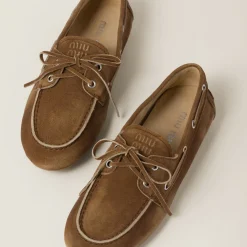 Cinnamon Faded Unlined Suede Loafers | Miu Miu