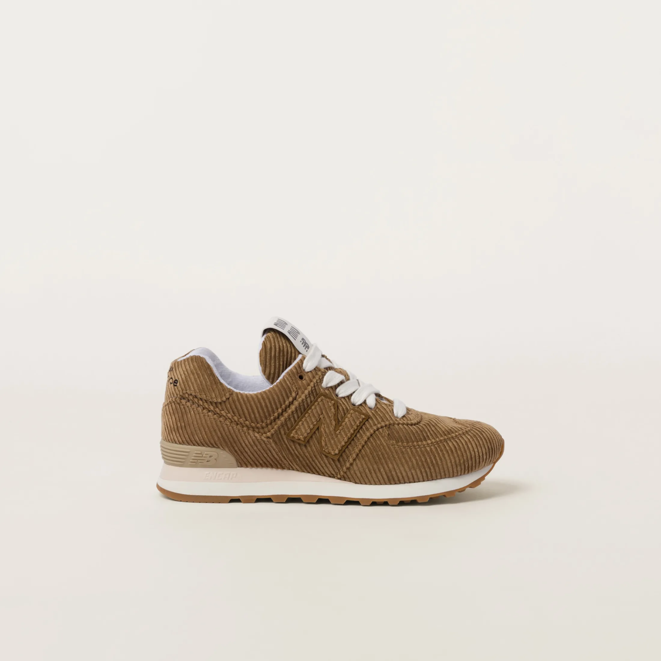 Cinnamon New Balance X Miu Miu 574 Striped Velvet Sneakers | Miu Miu