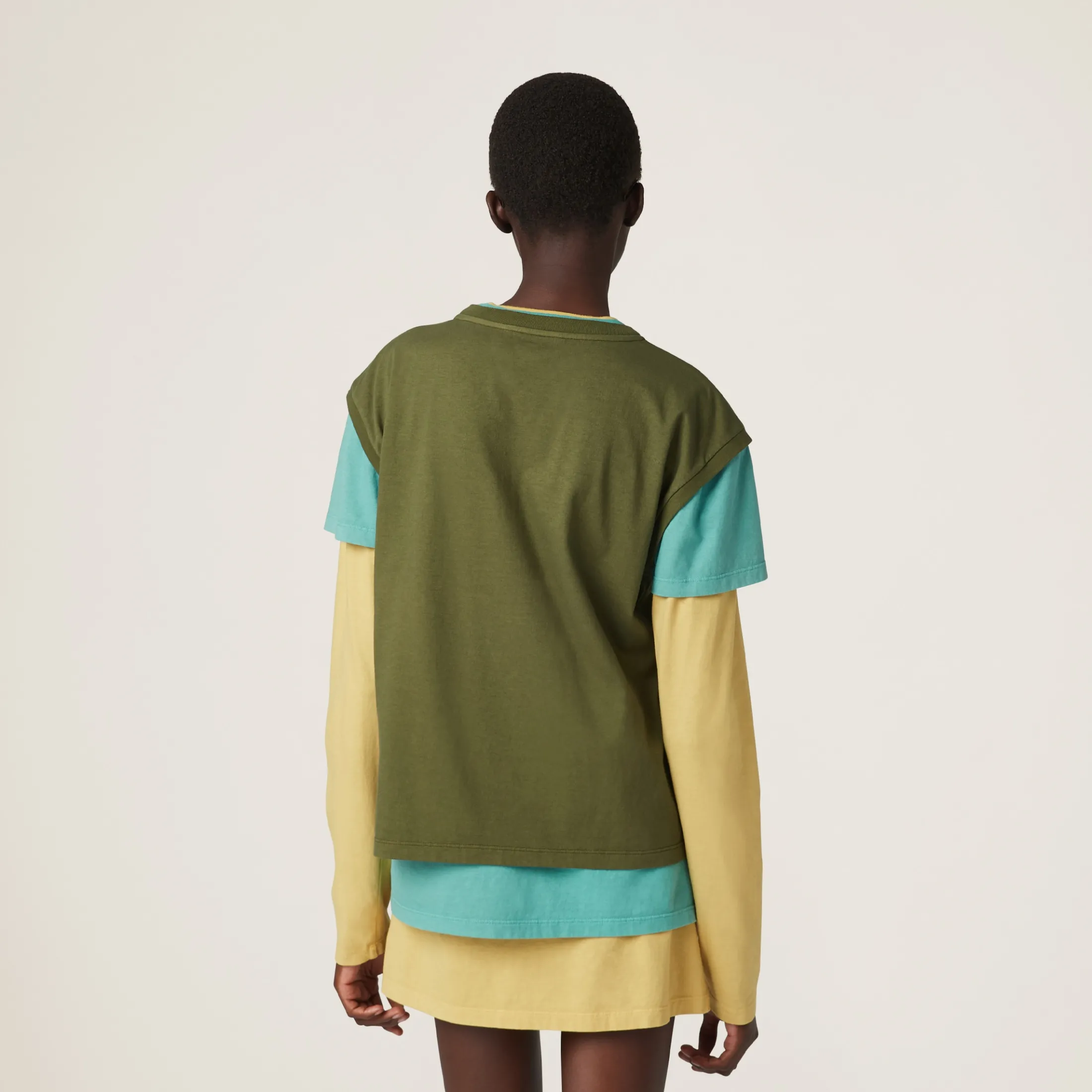 Citron Green/jade/military Set Of 3 Jersey T-shirts | Miu Miu