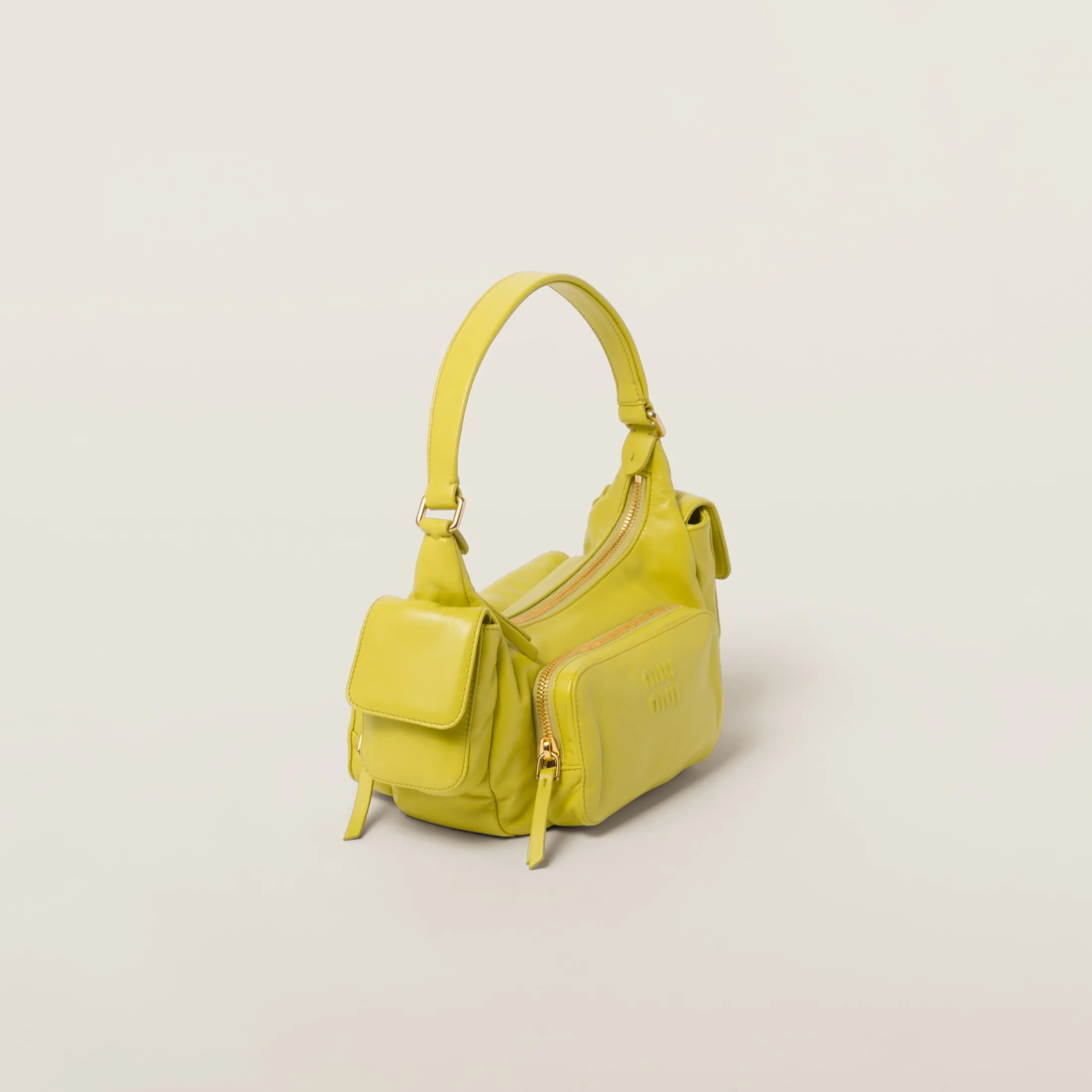 Citron Yellow Nappa Leather Pocket Bag | Miu Miu