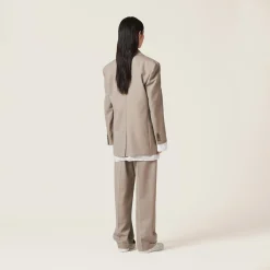 Clay Grey Gabardine Pants | Miu Miu