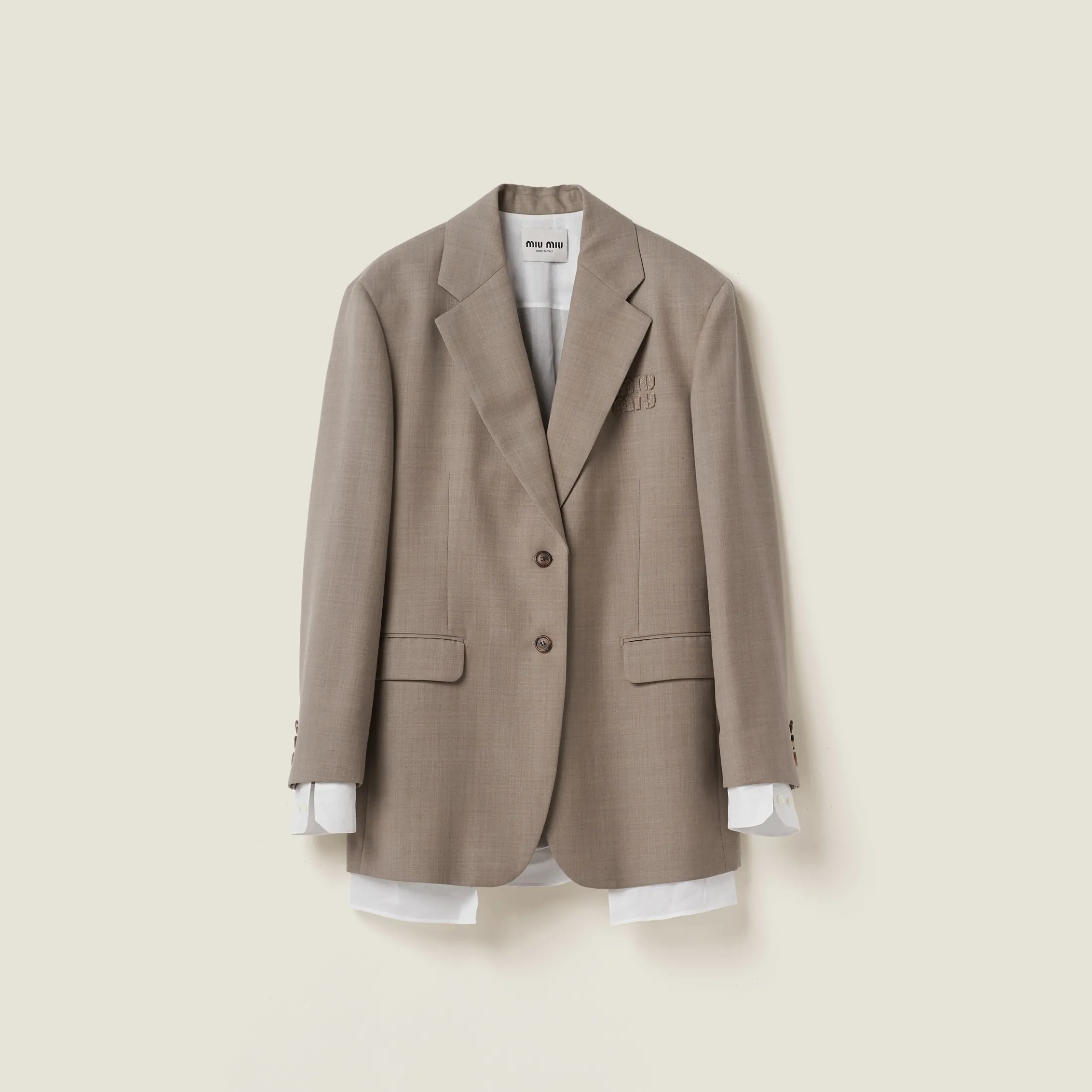 Clay Grey Single-breasted Gabardine Jacket | Miu Miu