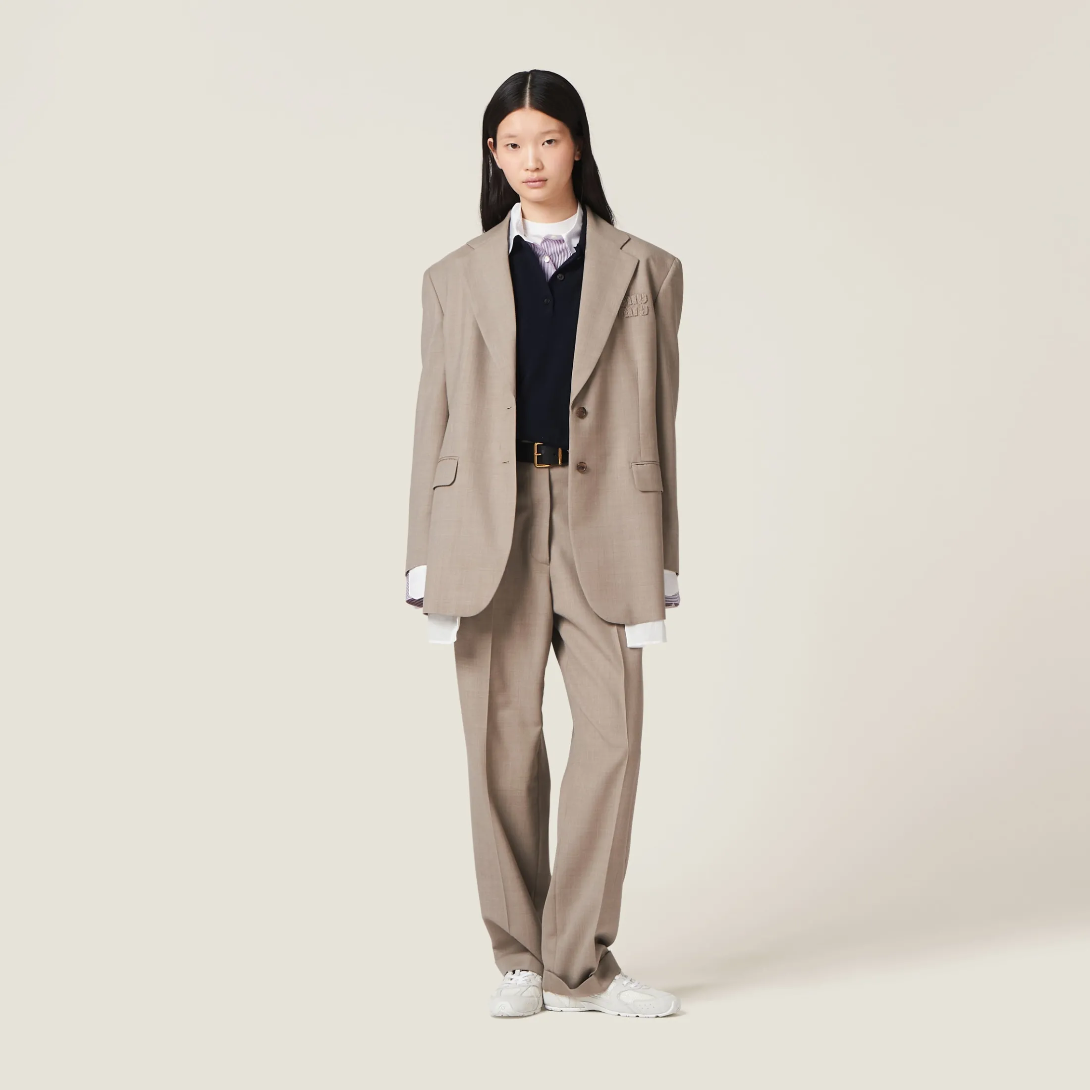 Clay Grey Single-breasted Gabardine Jacket | Miu Miu