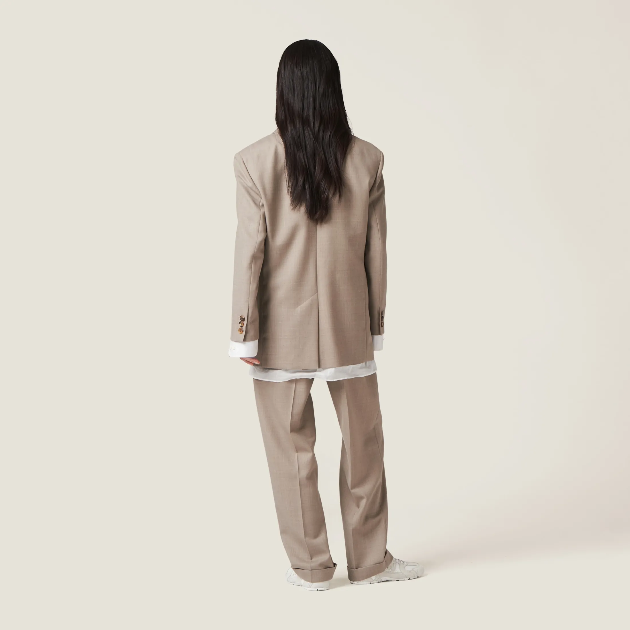Clay Grey Single-breasted Gabardine Jacket | Miu Miu