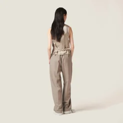 Clay Grey Single-breasted Gabardine Vest | Miu Miu