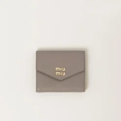 Clay Grey Small Leather Wallet | Miu Miu