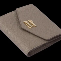 Clay Grey Small Leather Wallet | Miu Miu