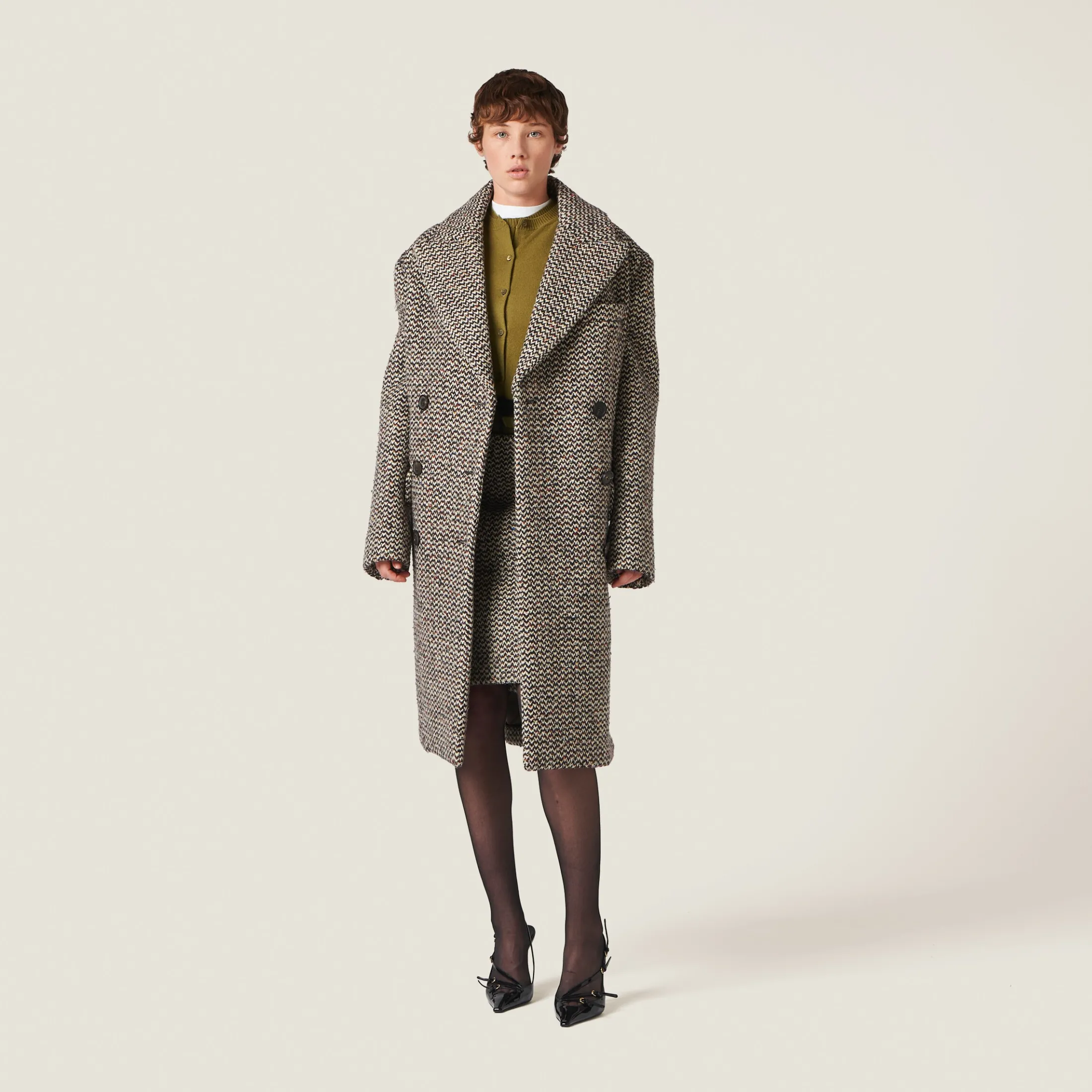 Cocoa Brown Bouclé Skirt | Miu Miu