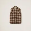 Cocoa Brown Check Blouson Vest | Miu Miu
