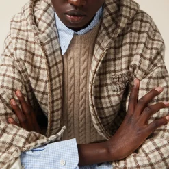 Cocoa Brown Check Blouson Jacket | Miu Miu