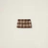 Cocoa Brown Check Miniskirt | Miu Miu