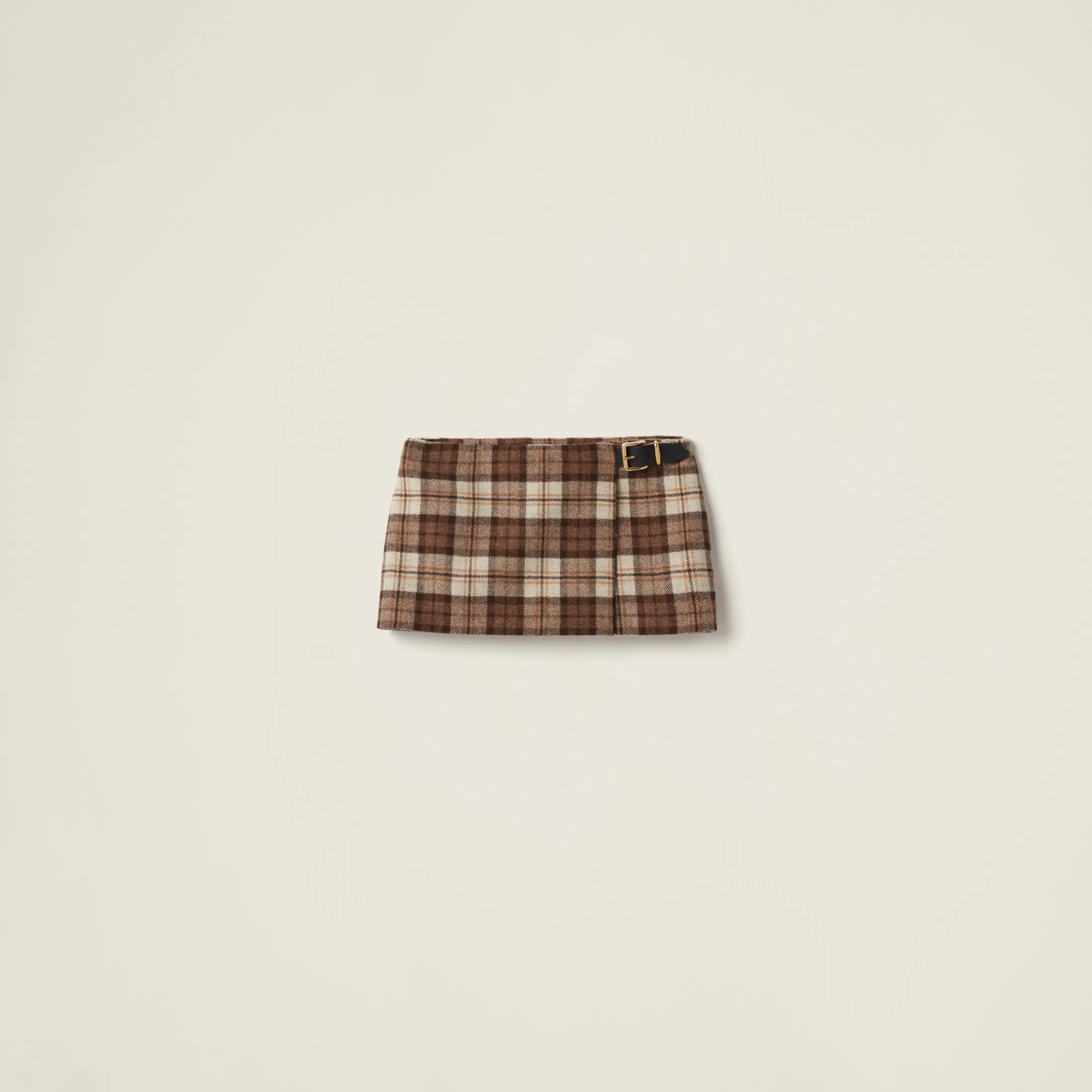 Cocoa Brown Check Miniskirt | Miu Miu