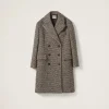 Cocoa Brown Double-breasted Bouclé Coat | Miu Miu