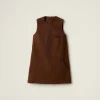 Cocoa Brown Garment-dyed Gabardine Mini-dress | Miu Miu