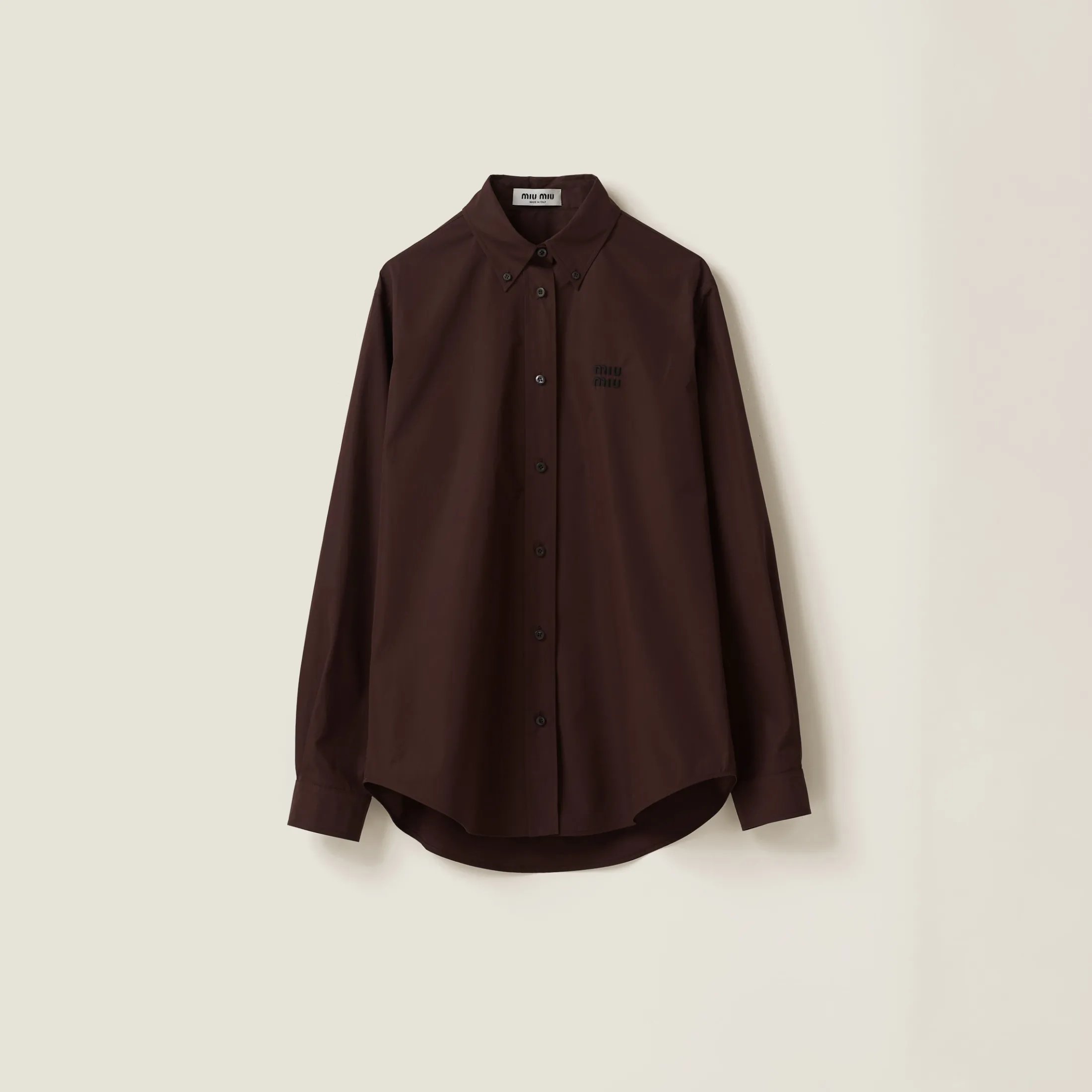 Cocoa Brown Poplin Shirt | Miu Miu