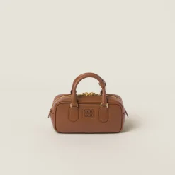 Cognac Arcadie Leather Bag | Miu Miu