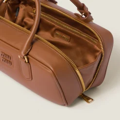 Cognac Arcadie Leather Bag | Miu Miu