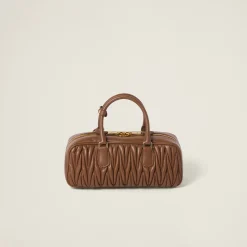 Cognac Arcadie Matelassé Nappa Leather Bag | Miu Miu