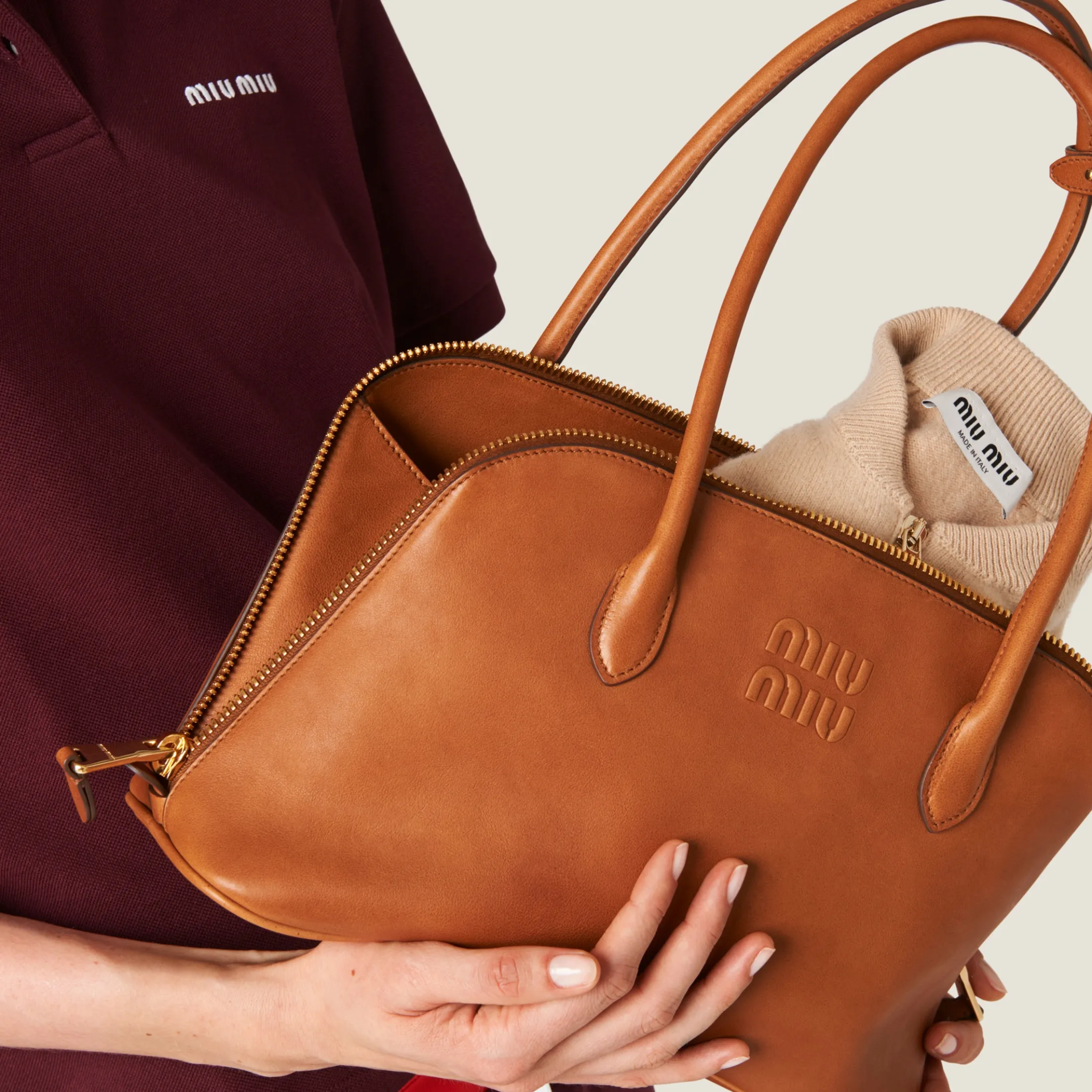 Cognac Leather Bag | Miu Miu