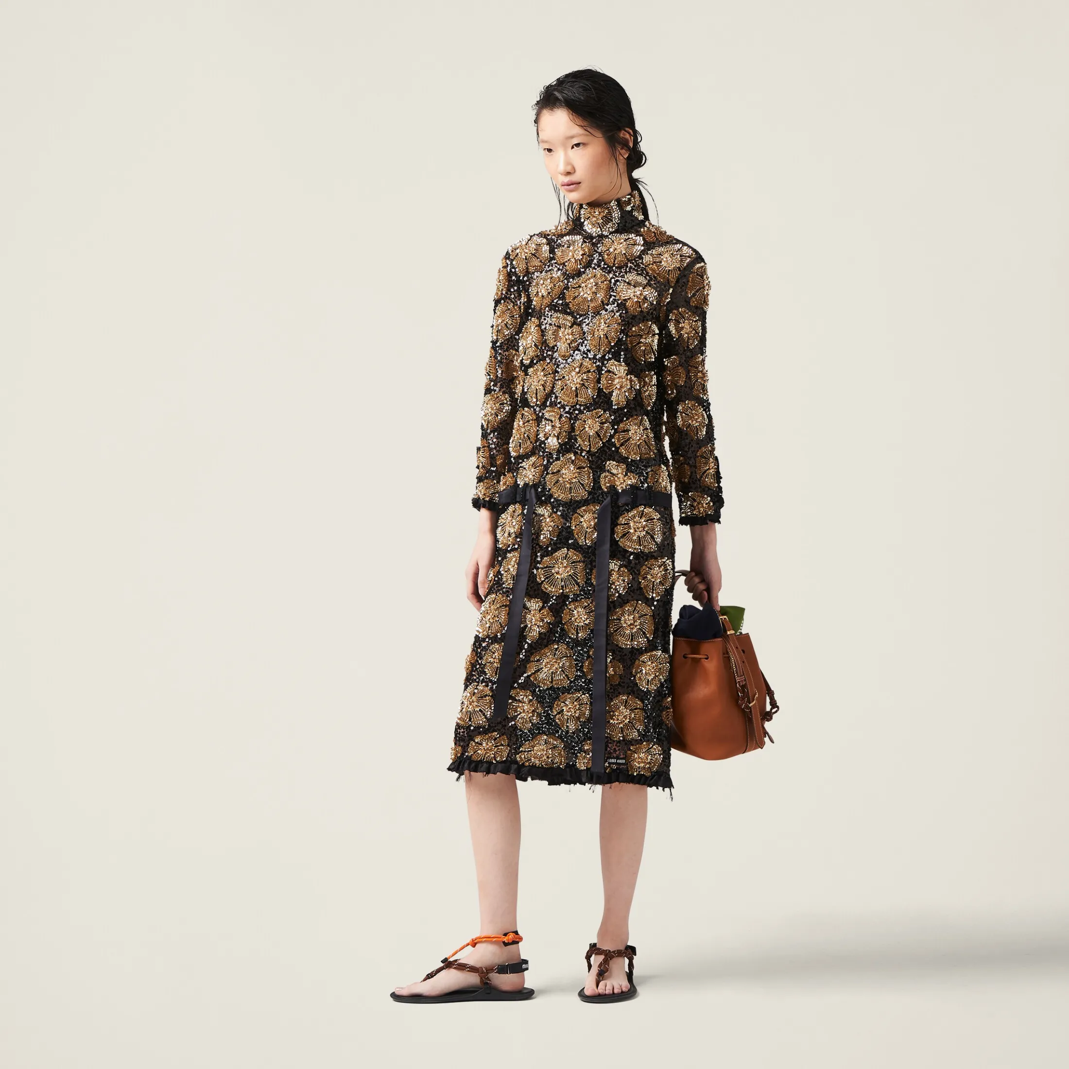 Cognac Leather Bucket Bag | Miu Miu