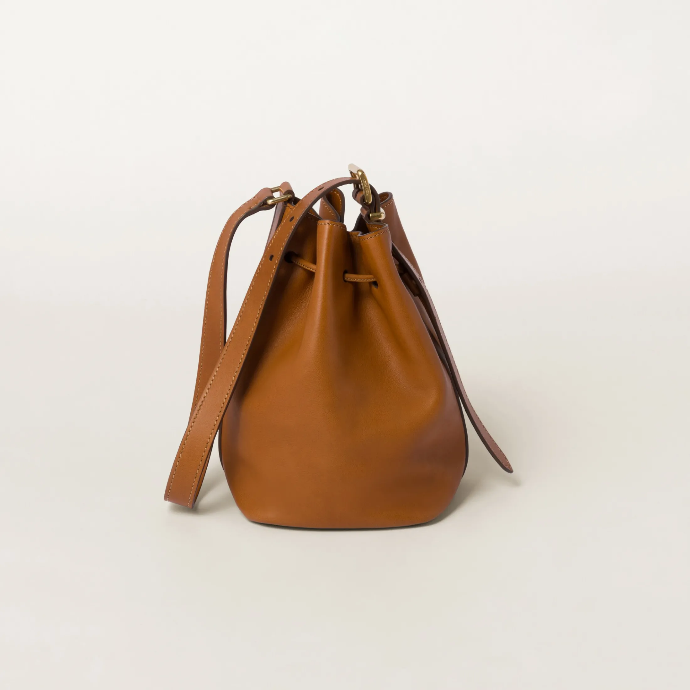 Cognac Leather Bucket Bag | Miu Miu