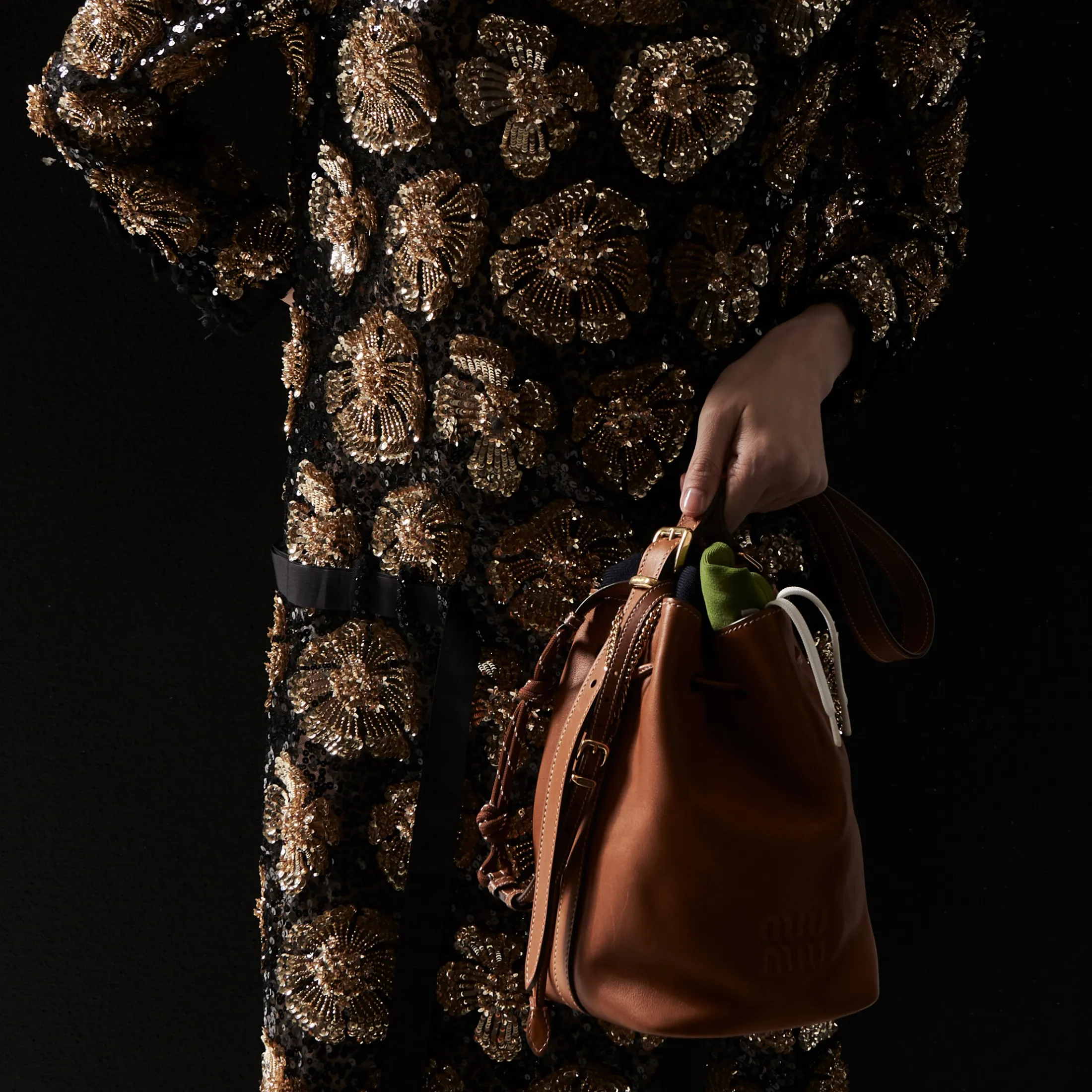 Cognac Leather Bucket Bag | Miu Miu