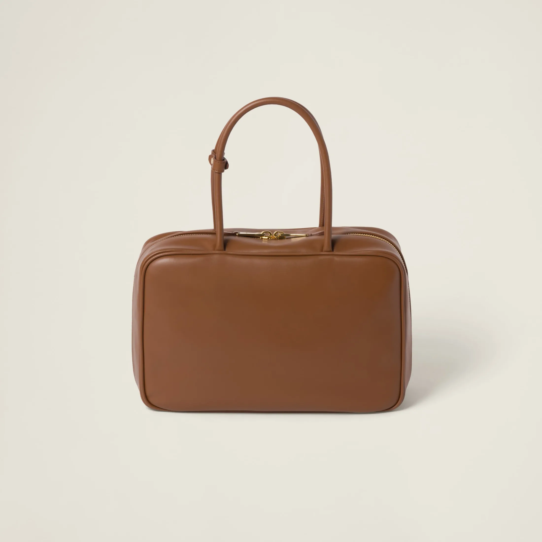 Cognac Leather Top-handle Bag | Miu Miu