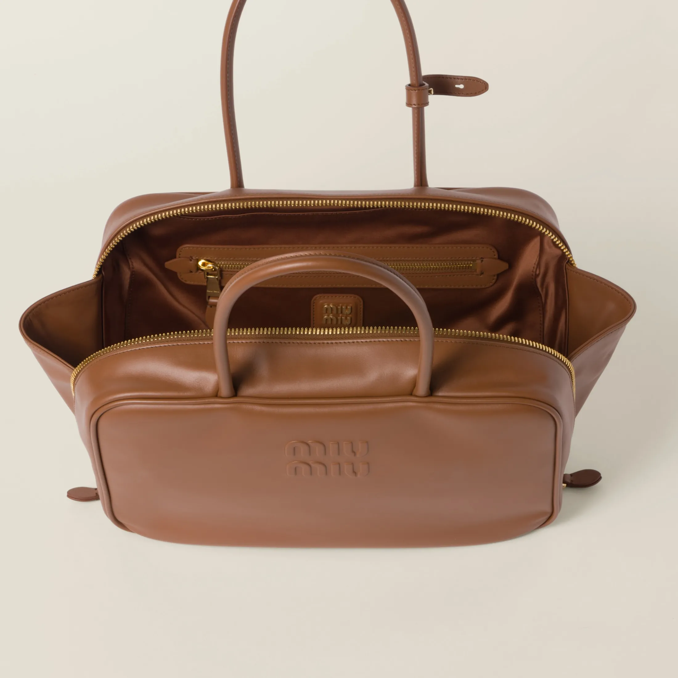Cognac Leather Top-handle Bag | Miu Miu