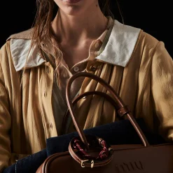 Cognac Leather Top-handle Bag | Miu Miu