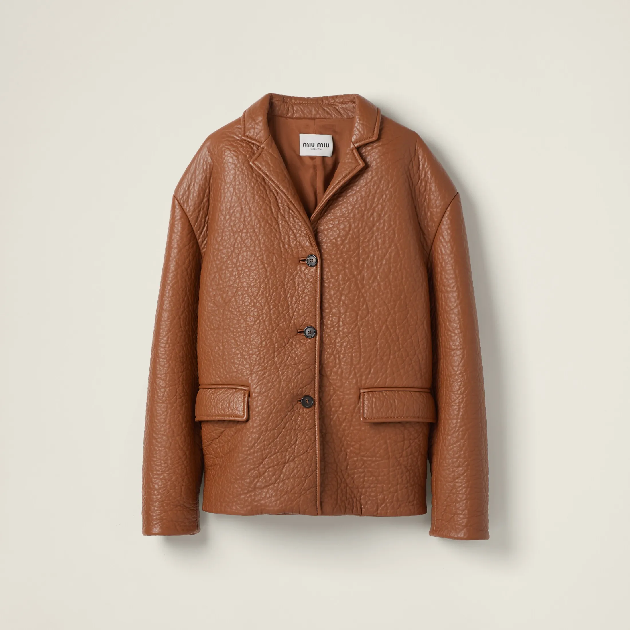 Cognac Nappa Leather Jacket | Miu Miu