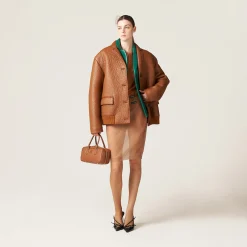 Cognac Nappa Leather Jacket | Miu Miu