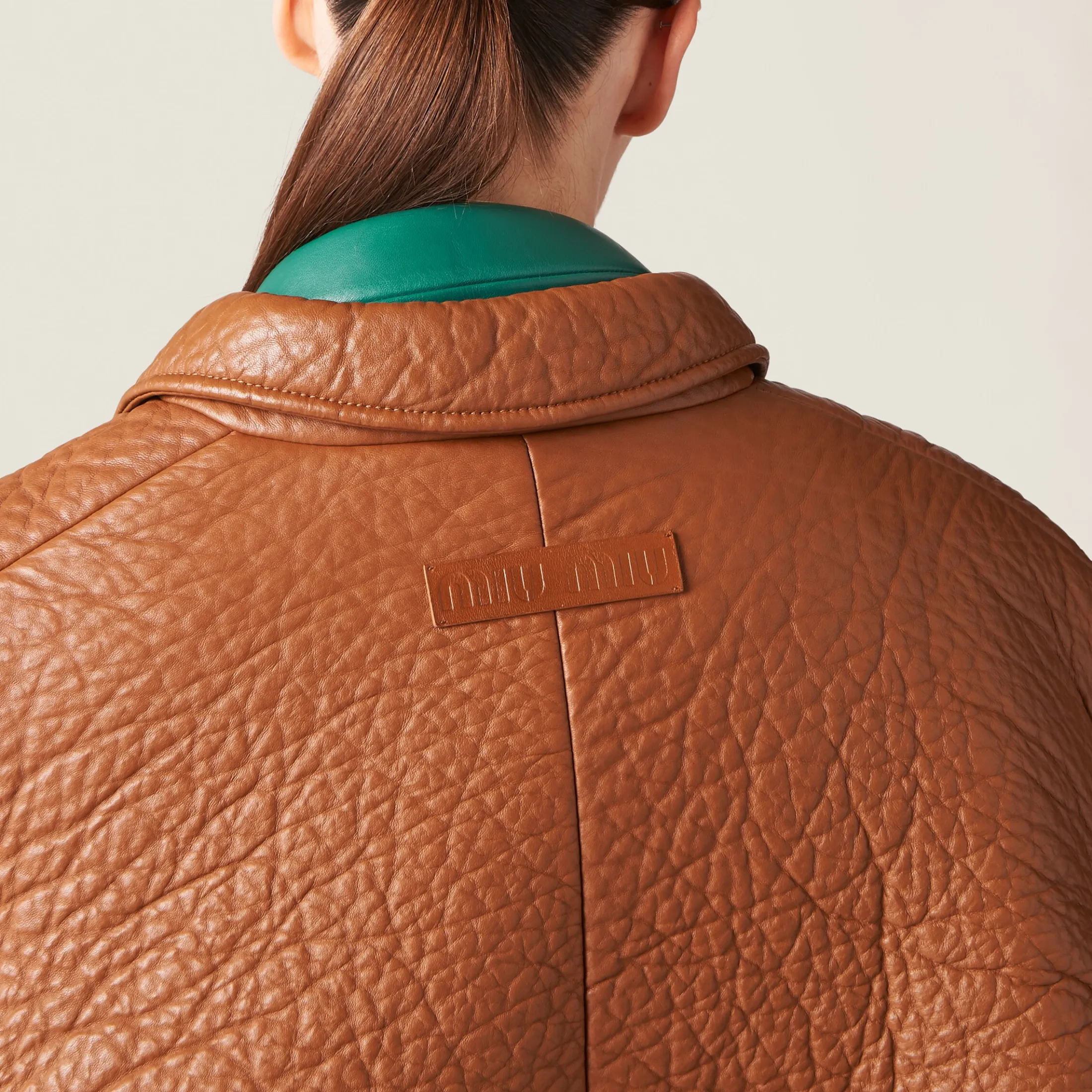 Cognac Nappa Leather Jacket | Miu Miu