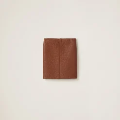 Cognac Nappa Leather Skirt | Miu Miu
