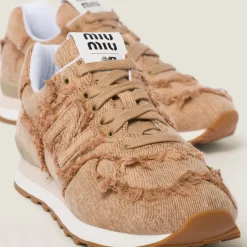 Cognac New Balance 574 X Miu Miu Marbleized Denim Sneakers | Miu Miu