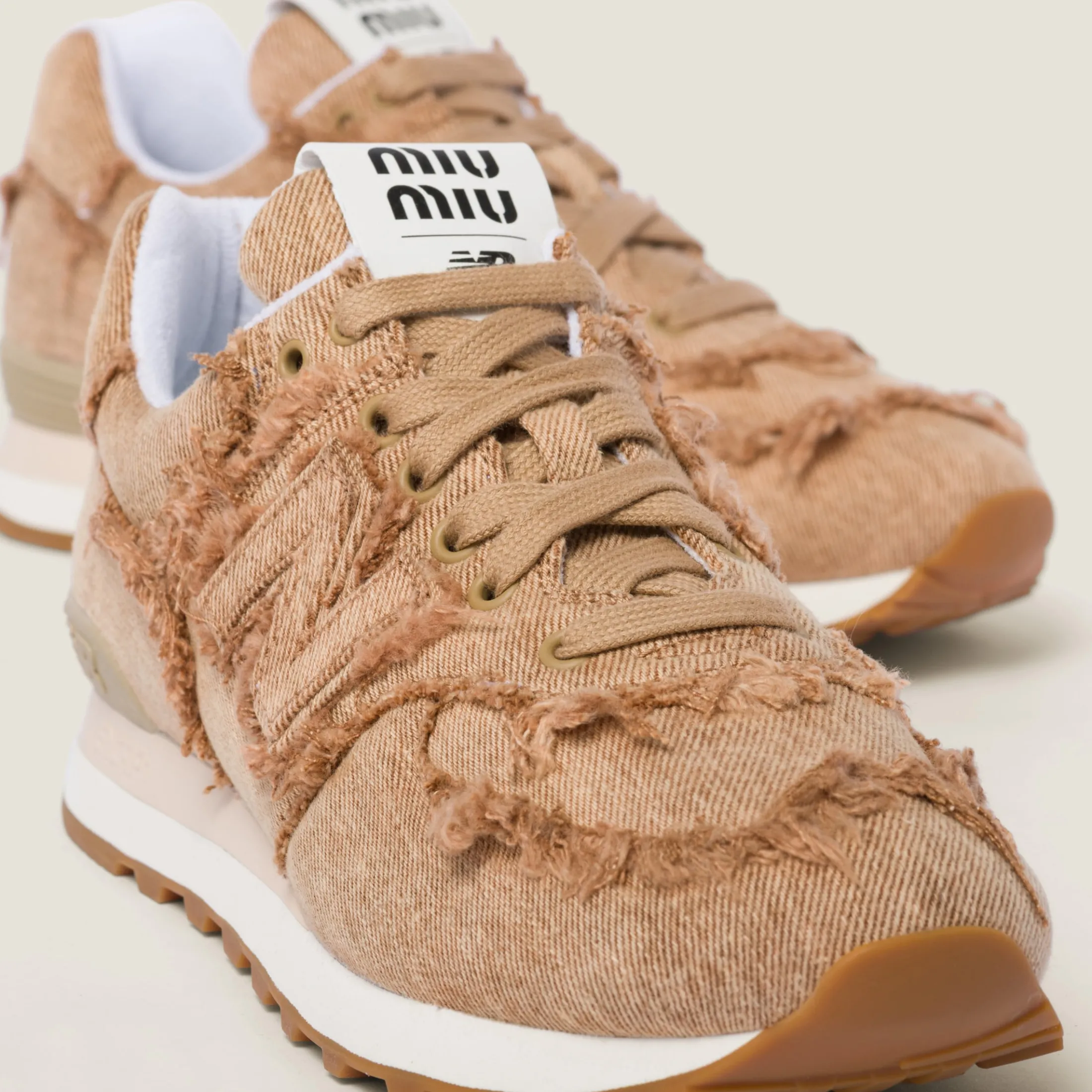 Cognac New Balance 574 X Miu Miu Marbleized Denim Sneakers | Miu Miu