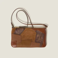 Cognac Patchwork Leather Pouch | Miu Miu
