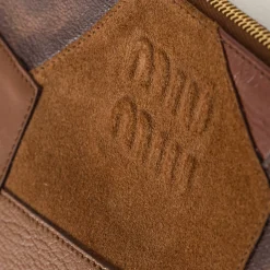 Cognac Patchwork Leather Pouch | Miu Miu