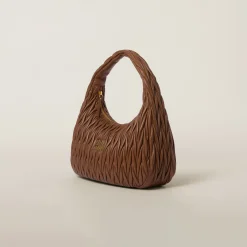 Cognac Wander Matelassé Nappa Leather Hobo Bag | Miu Miu