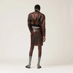 Cognac/black Nappa Leather Skirt | Miu Miu