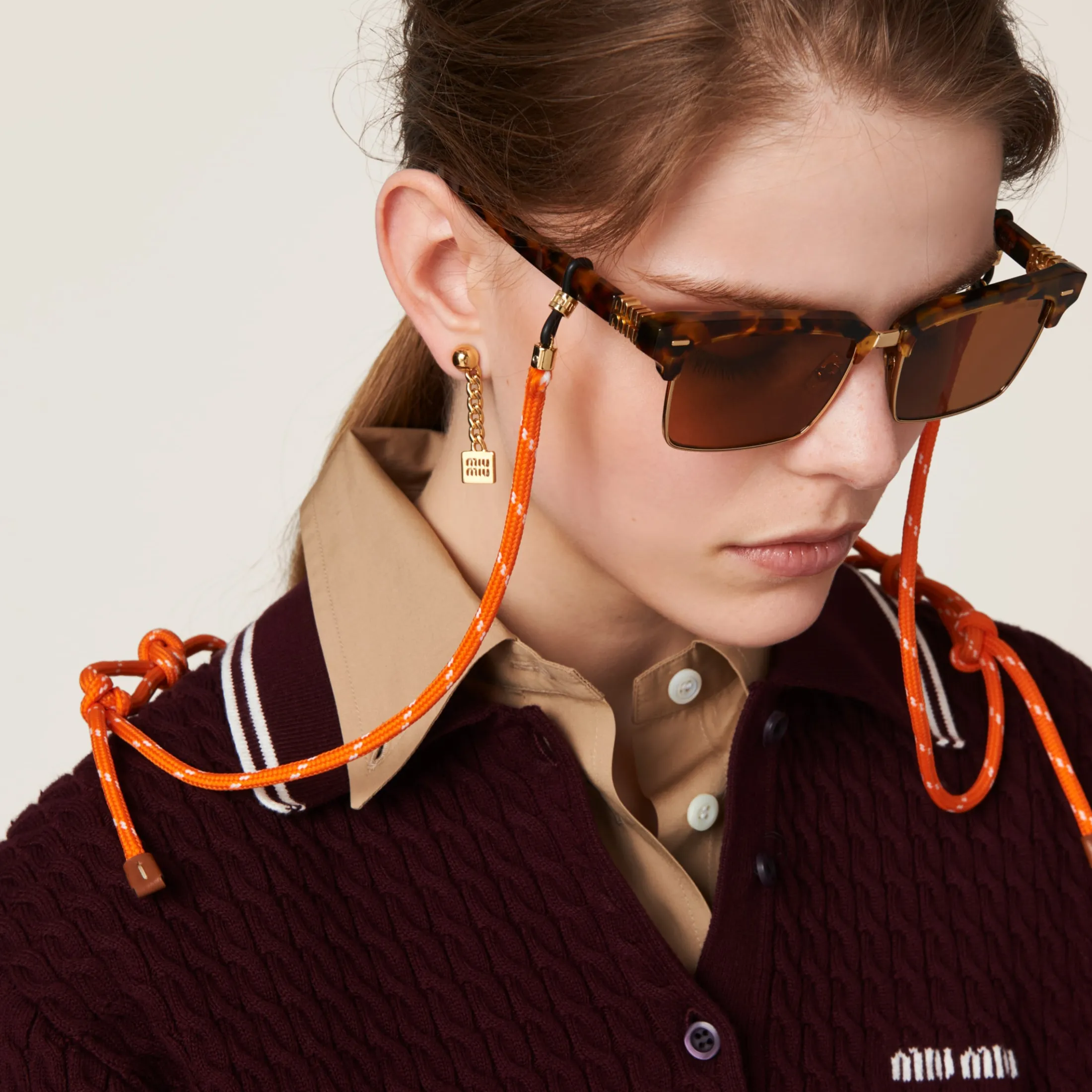 Cognac/orange Miu Miu Glasses Cord | Miu Miu