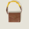 Cognac/yellow Leather Wallet With Leather And Cord Shoulder Strap | Miu Miu